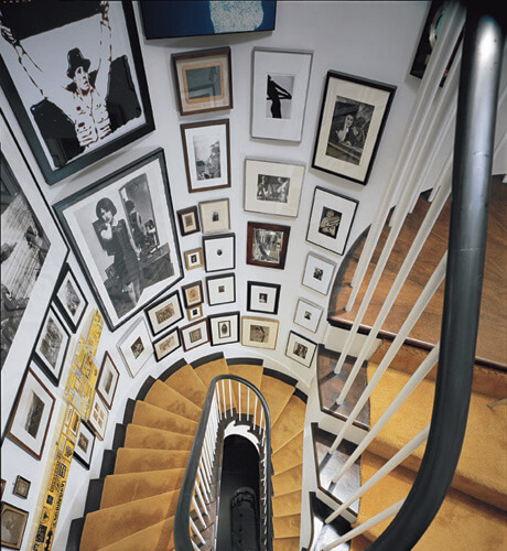 Curved staircase art wall