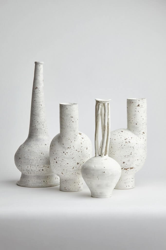 Matthias Kaiser, Pot, Ceramics, sculpture, vessels, texture, white