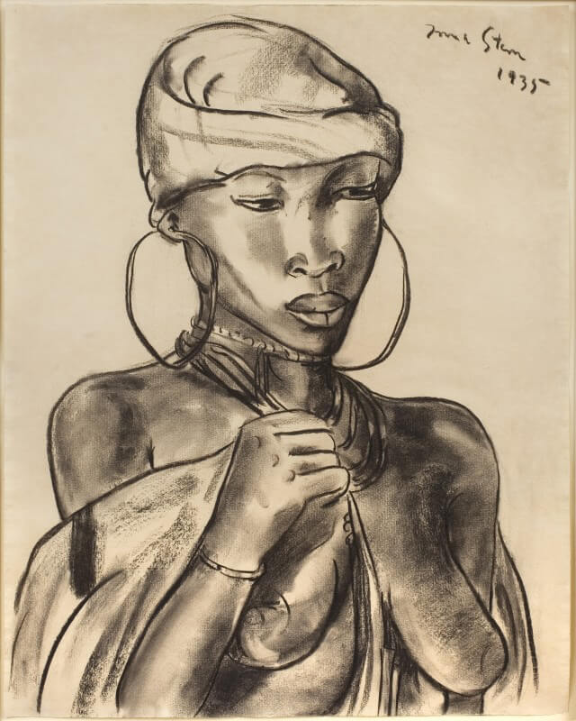 Irma Stern, Portrait of a Woman, drawing, charcoal, Africa